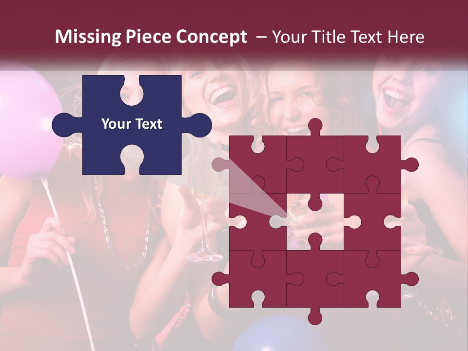 A Group Of Women Holding Wine Glasses And Balloons PowerPoint Template