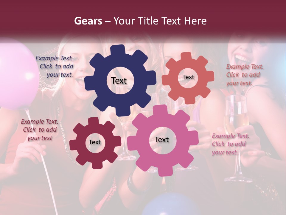 A Group Of Women Holding Wine Glasses And Balloons PowerPoint Template