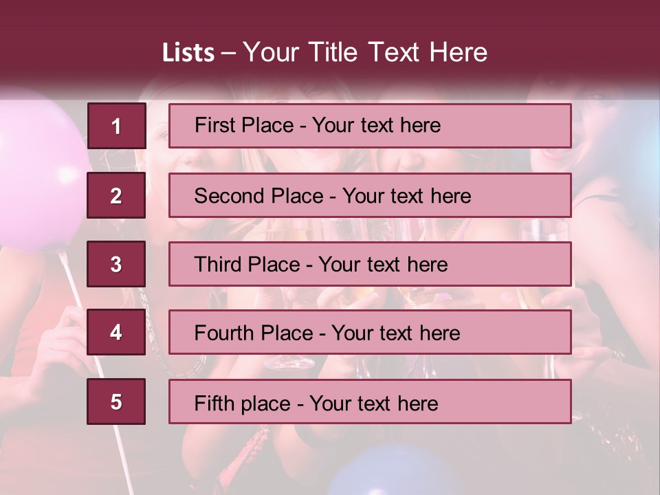 A Group Of Women Holding Wine Glasses And Balloons PowerPoint Template