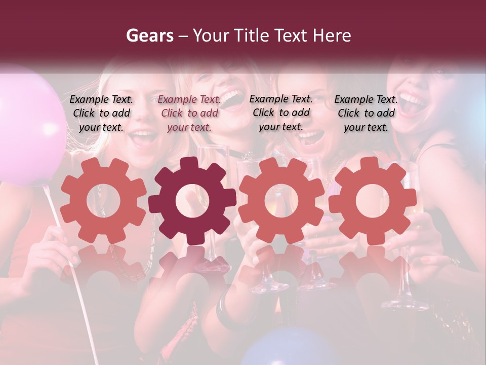 A Group Of Women Holding Wine Glasses And Balloons PowerPoint Template