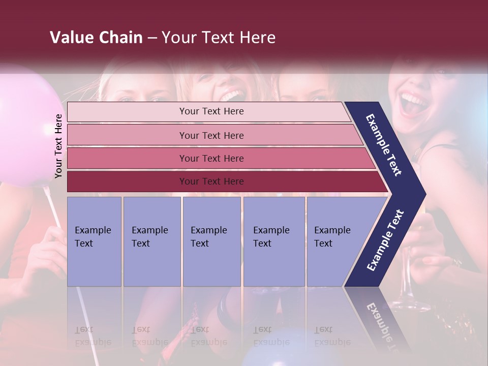 A Group Of Women Holding Wine Glasses And Balloons PowerPoint Template