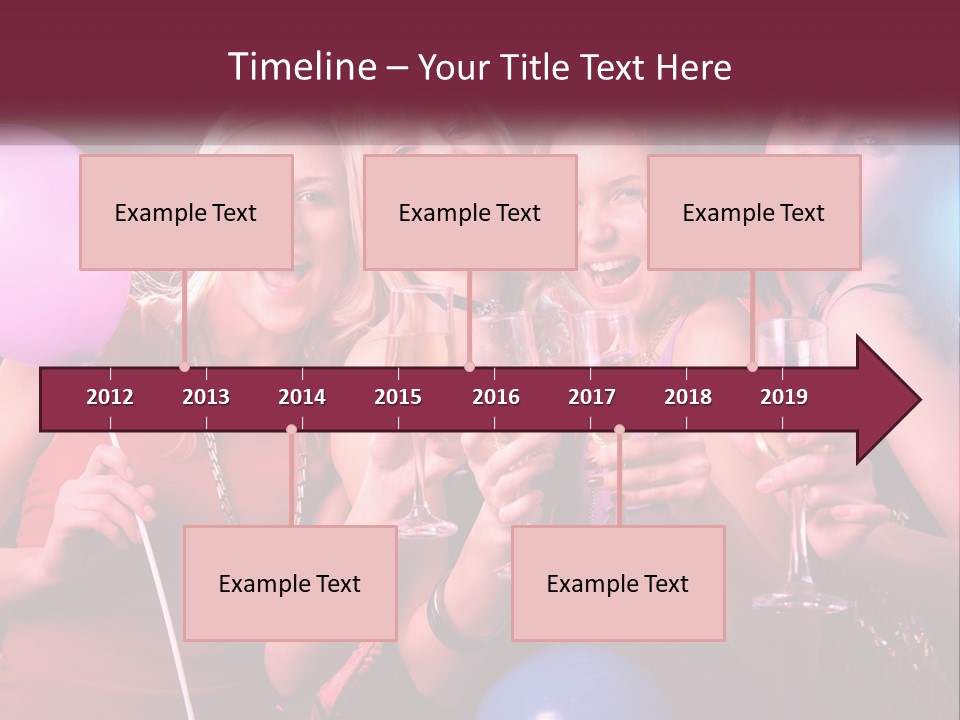 A Group Of Women Holding Wine Glasses And Balloons PowerPoint Template