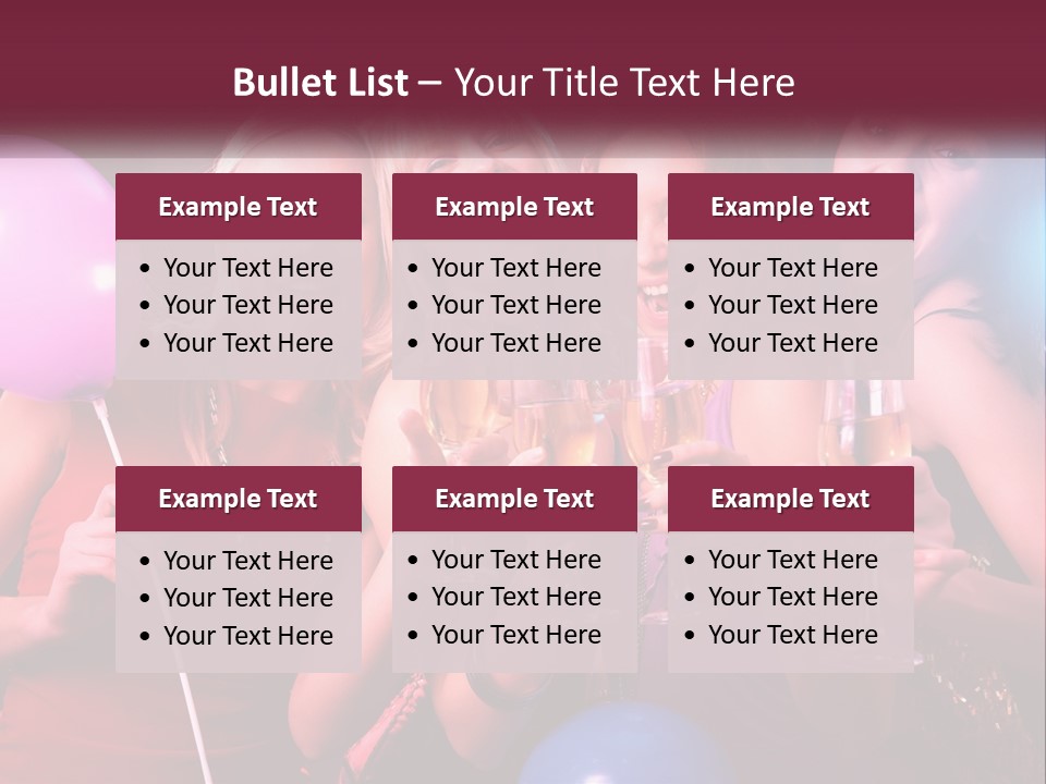 A Group Of Women Holding Wine Glasses And Balloons PowerPoint Template