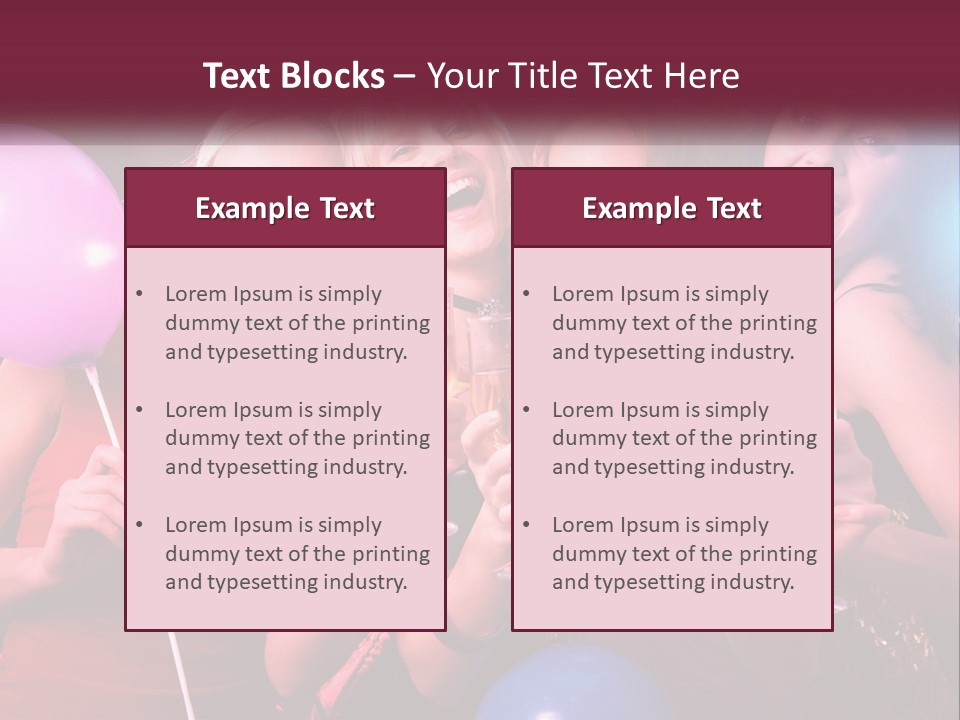 A Group Of Women Holding Wine Glasses And Balloons PowerPoint Template