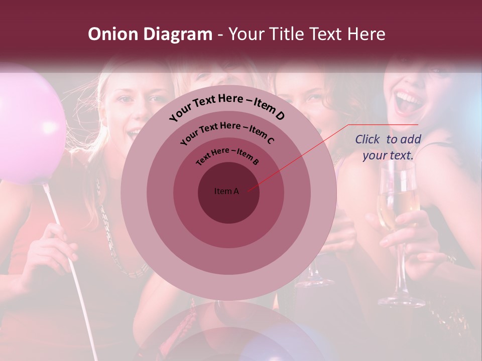 A Group Of Women Holding Wine Glasses And Balloons PowerPoint Template