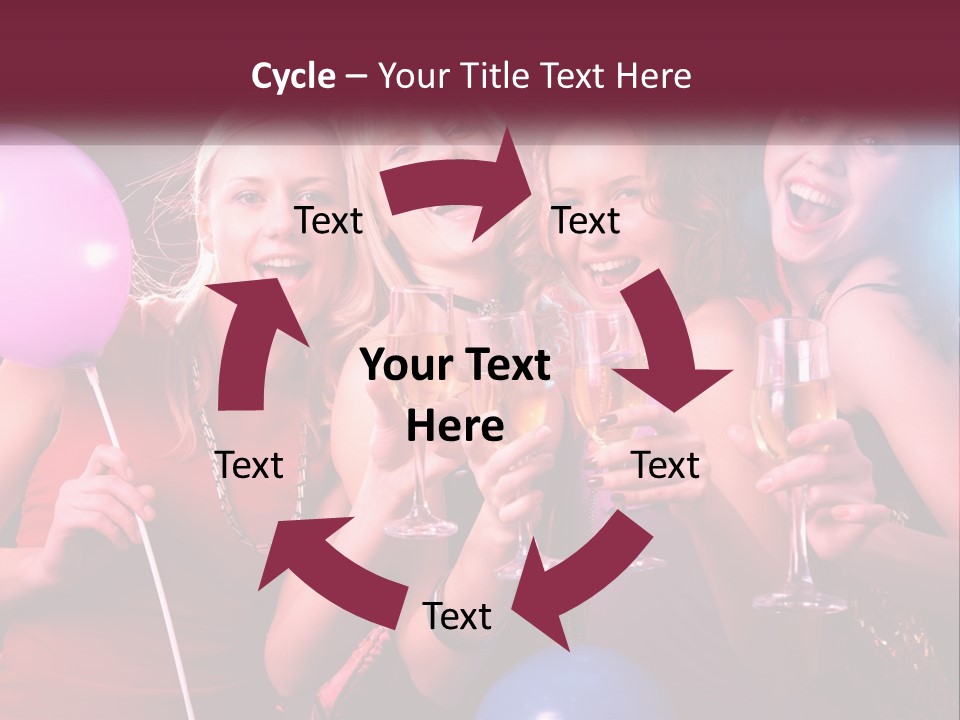 A Group Of Women Holding Wine Glasses And Balloons PowerPoint Template