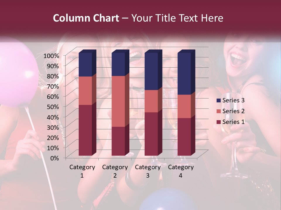 A Group Of Women Holding Wine Glasses And Balloons PowerPoint Template