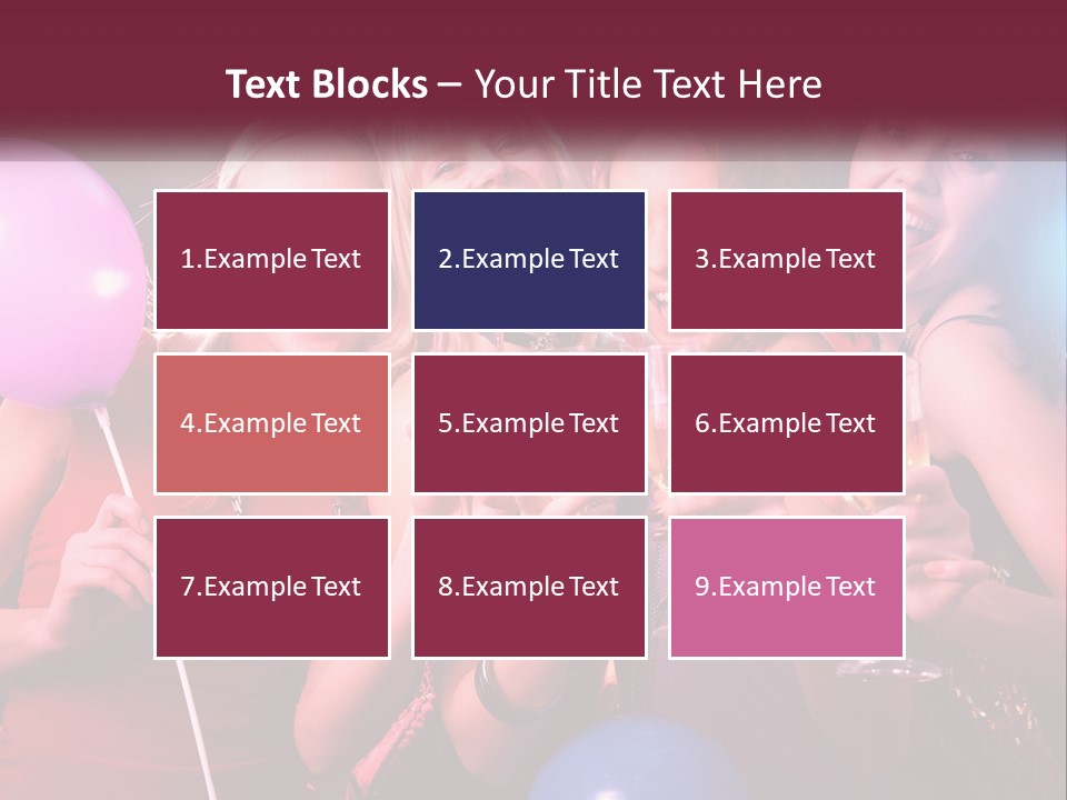 A Group Of Women Holding Wine Glasses And Balloons PowerPoint Template