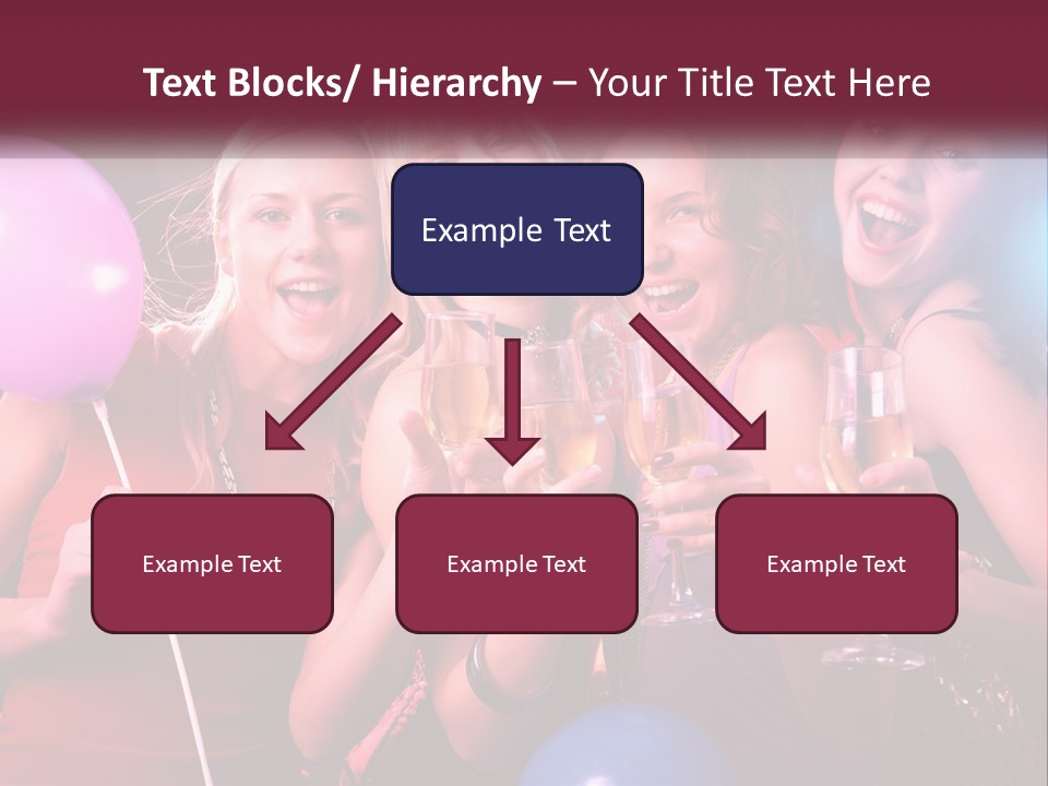 A Group Of Women Holding Wine Glasses And Balloons PowerPoint Template