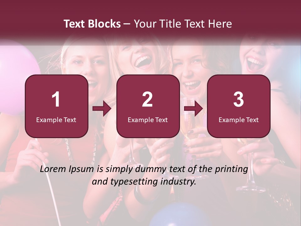 A Group Of Women Holding Wine Glasses And Balloons PowerPoint Template