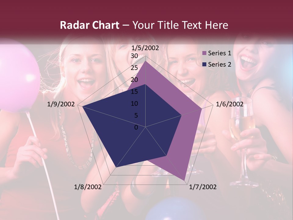 A Group Of Women Holding Wine Glasses And Balloons PowerPoint Template