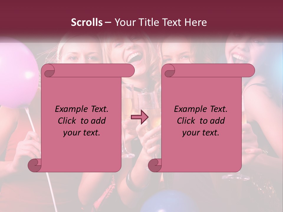 A Group Of Women Holding Wine Glasses And Balloons PowerPoint Template