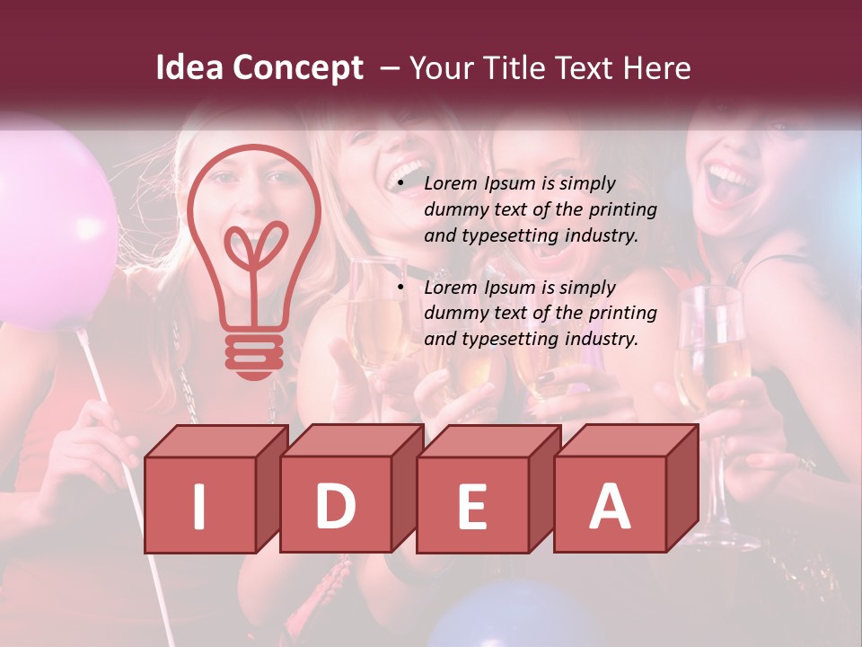 A Group Of Women Holding Wine Glasses And Balloons PowerPoint Template