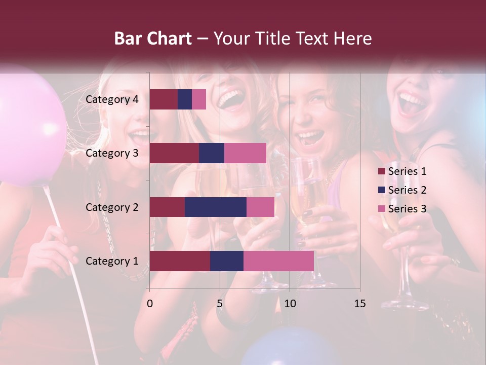 A Group Of Women Holding Wine Glasses And Balloons PowerPoint Template