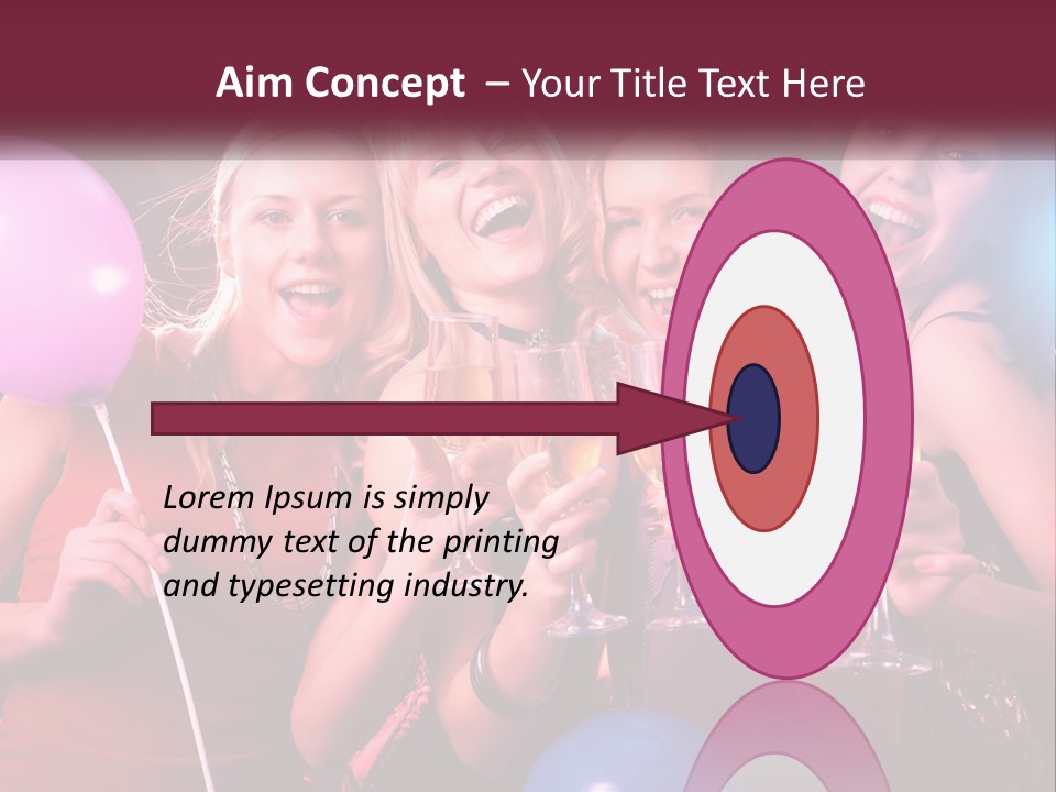 A Group Of Women Holding Wine Glasses And Balloons PowerPoint Template