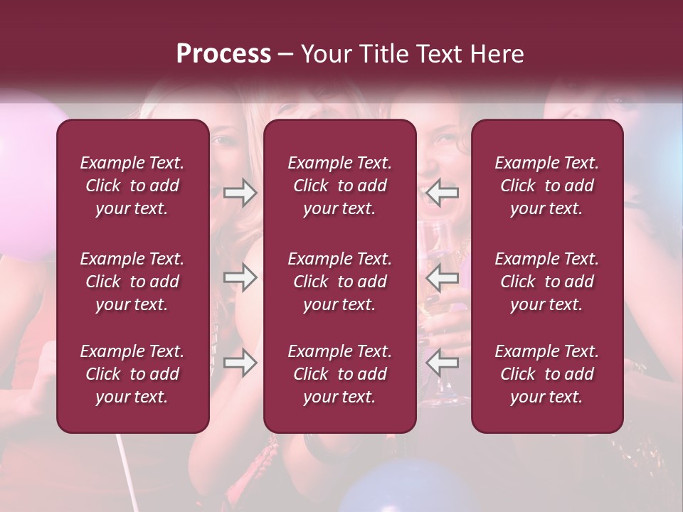 A Group Of Women Holding Wine Glasses And Balloons PowerPoint Template