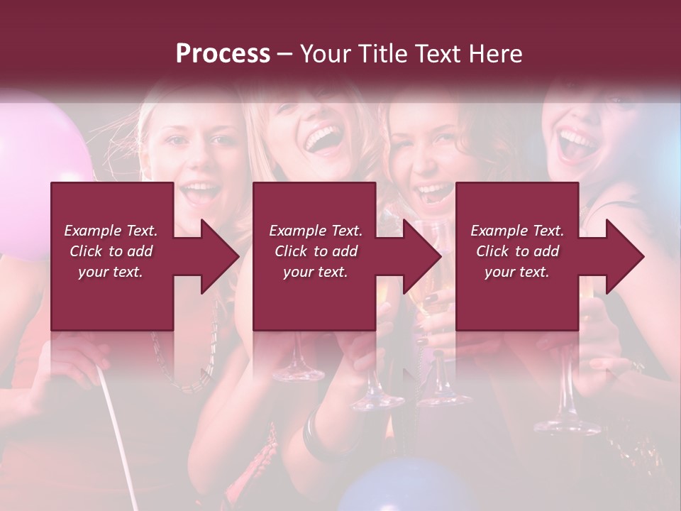 A Group Of Women Holding Wine Glasses And Balloons PowerPoint Template