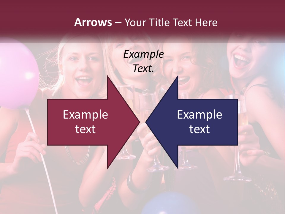 A Group Of Women Holding Wine Glasses And Balloons PowerPoint Template