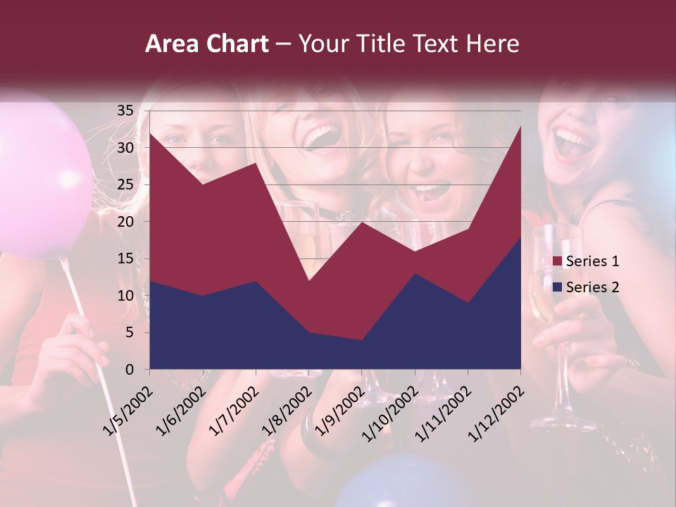 A Group Of Women Holding Wine Glasses And Balloons PowerPoint Template