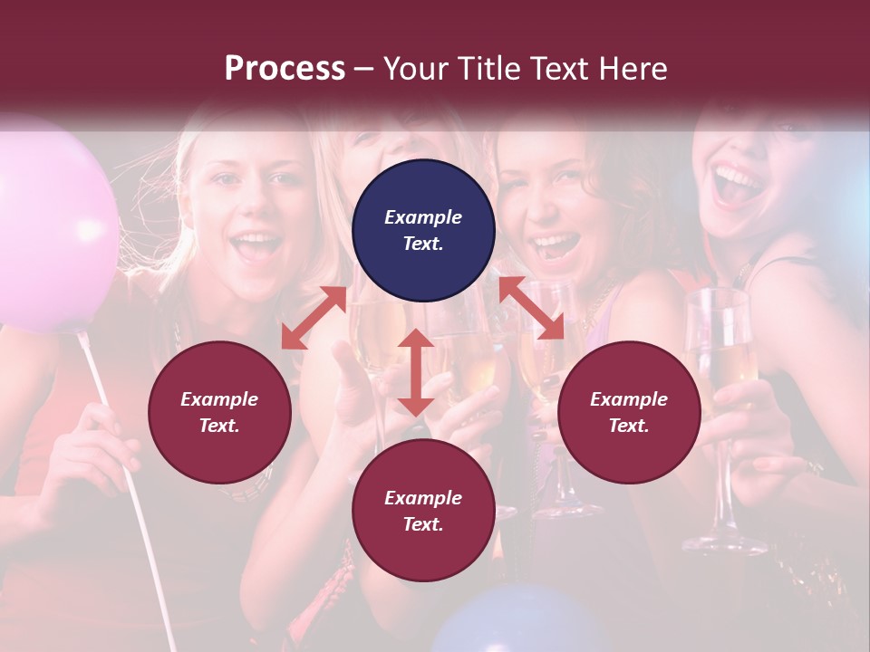 A Group Of Women Holding Wine Glasses And Balloons PowerPoint Template