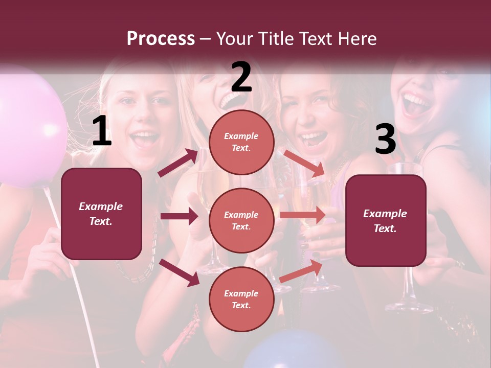 A Group Of Women Holding Wine Glasses And Balloons PowerPoint Template