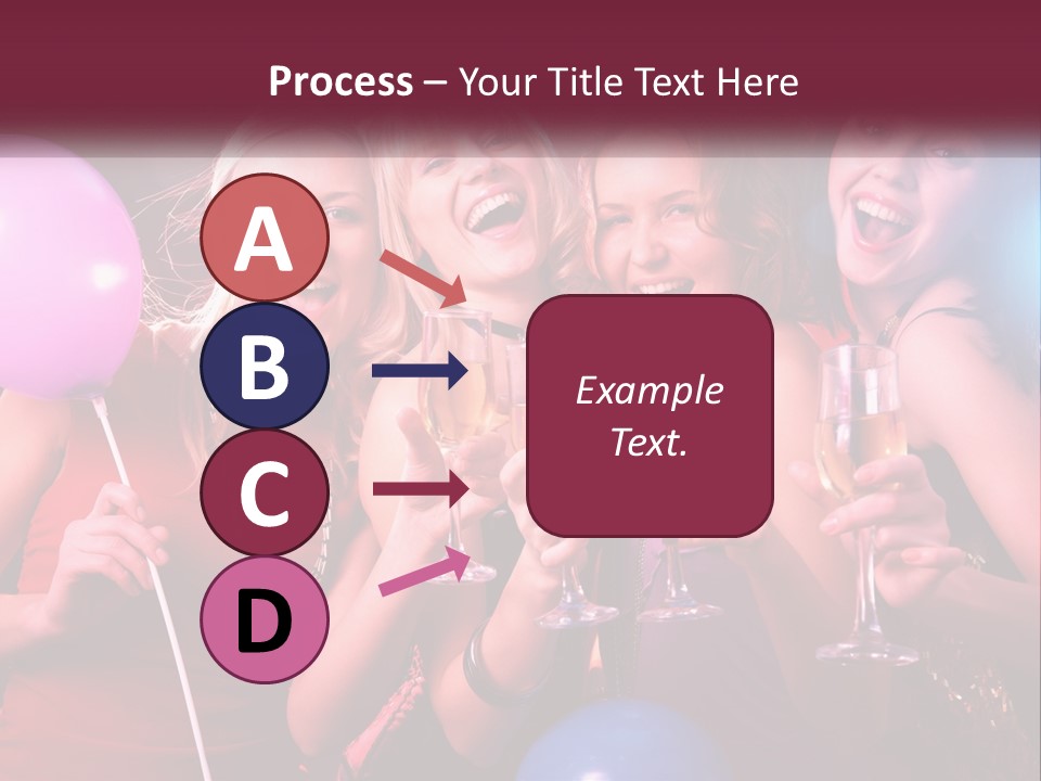 A Group Of Women Holding Wine Glasses And Balloons PowerPoint Template