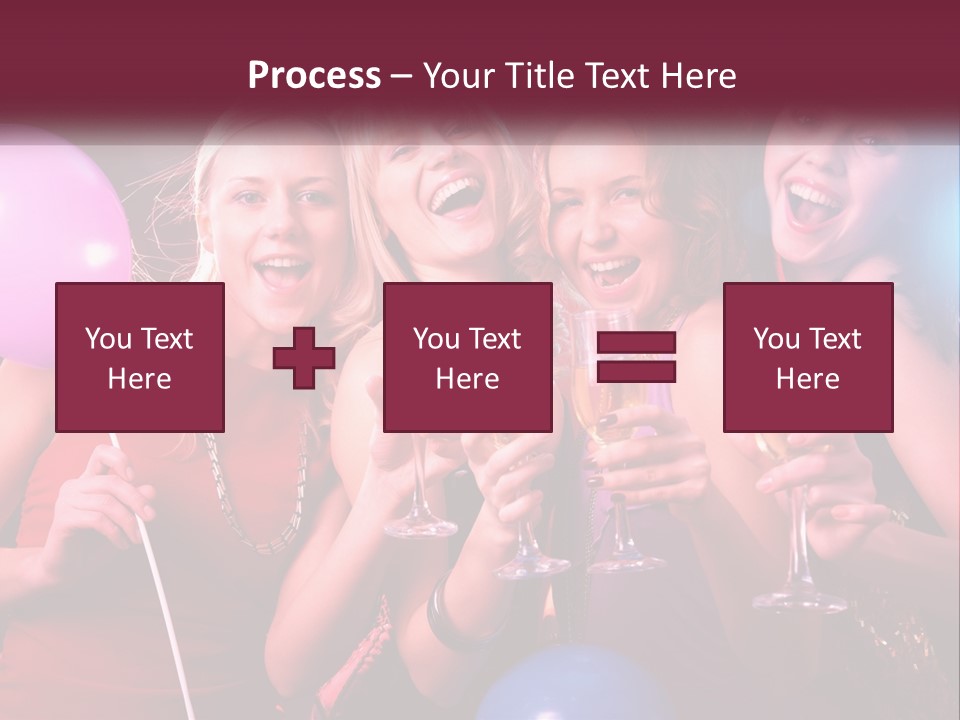 A Group Of Women Holding Wine Glasses And Balloons PowerPoint Template