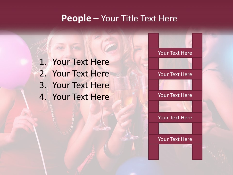 A Group Of Women Holding Wine Glasses And Balloons PowerPoint Template