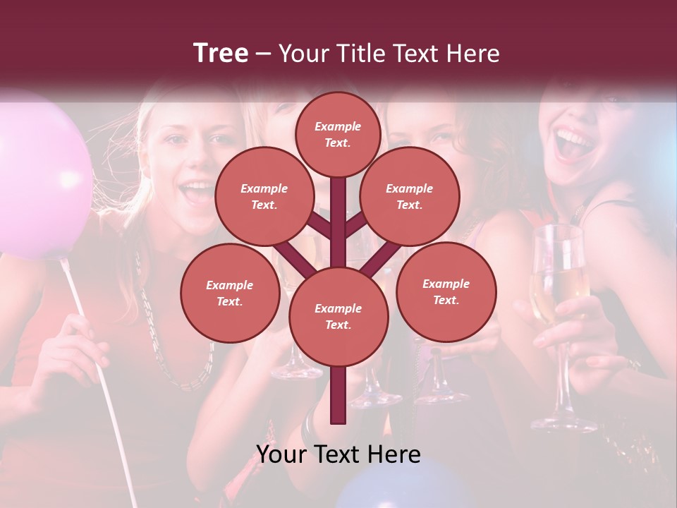 A Group Of Women Holding Wine Glasses And Balloons PowerPoint Template