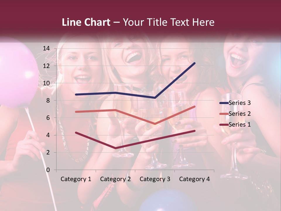 A Group Of Women Holding Wine Glasses And Balloons PowerPoint Template