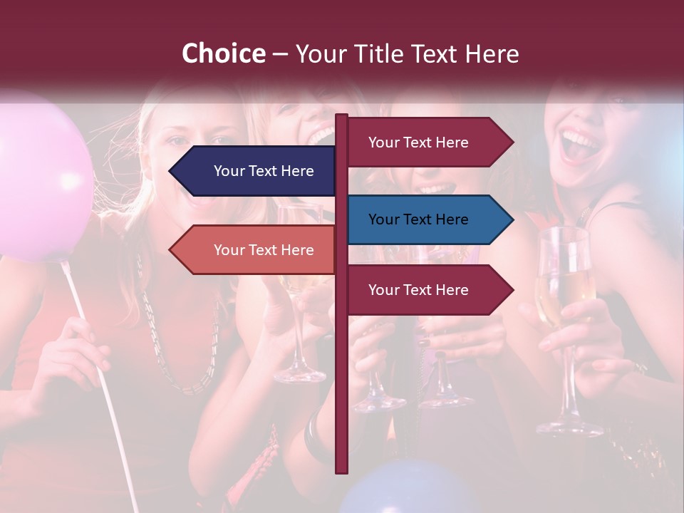 A Group Of Women Holding Wine Glasses And Balloons PowerPoint Template
