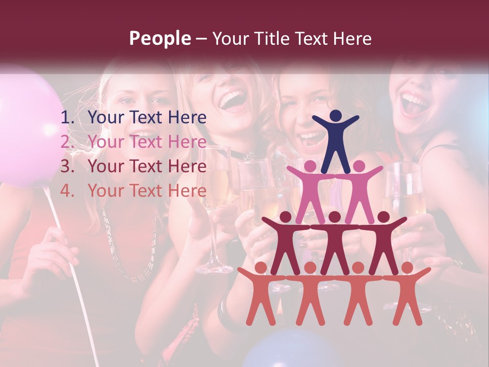 A Group Of Women Holding Wine Glasses And Balloons PowerPoint Template