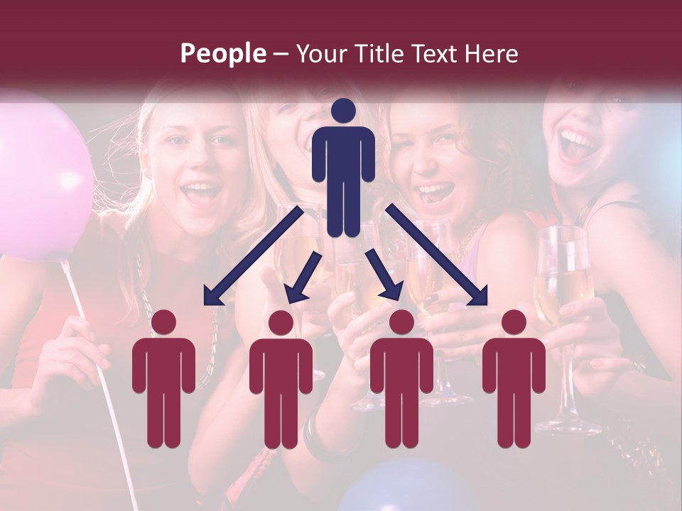 A Group Of Women Holding Wine Glasses And Balloons PowerPoint Template