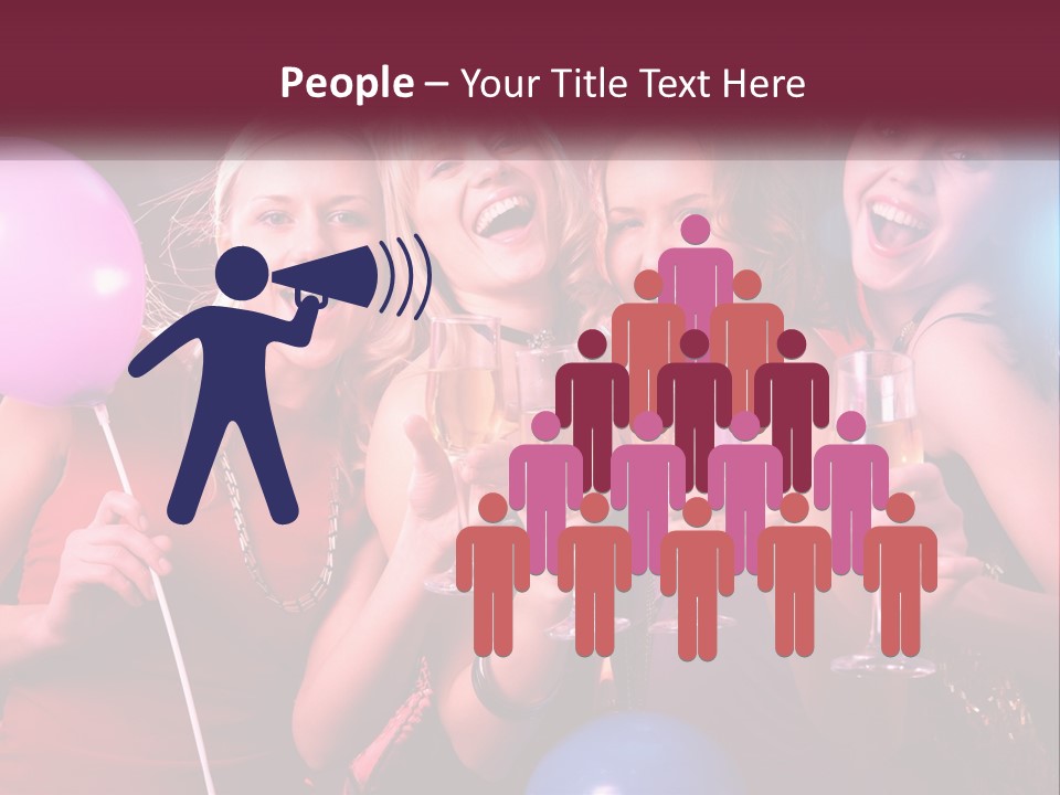 A Group Of Women Holding Wine Glasses And Balloons PowerPoint Template