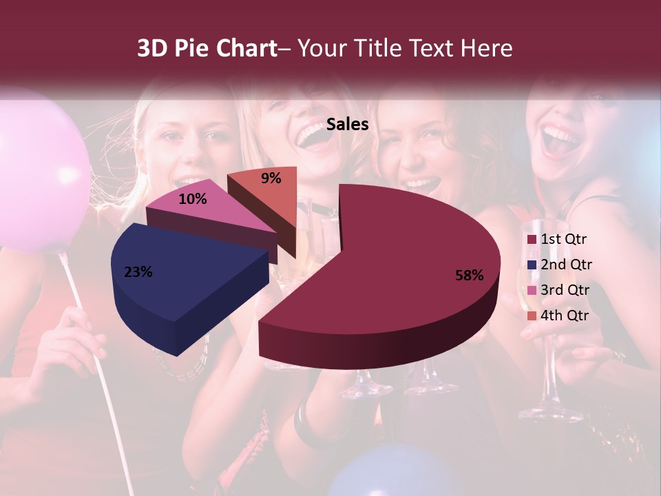 A Group Of Women Holding Wine Glasses And Balloons PowerPoint Template