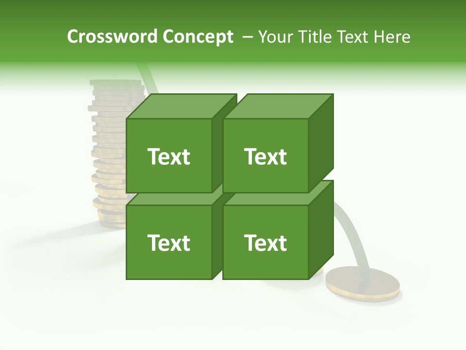 A Stack Of Gold Coins With A Green Arrow Going Up PowerPoint Template