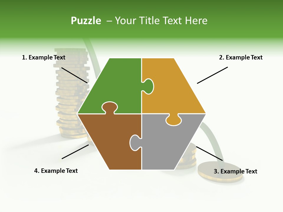 A Stack Of Gold Coins With A Green Arrow Going Up PowerPoint Template