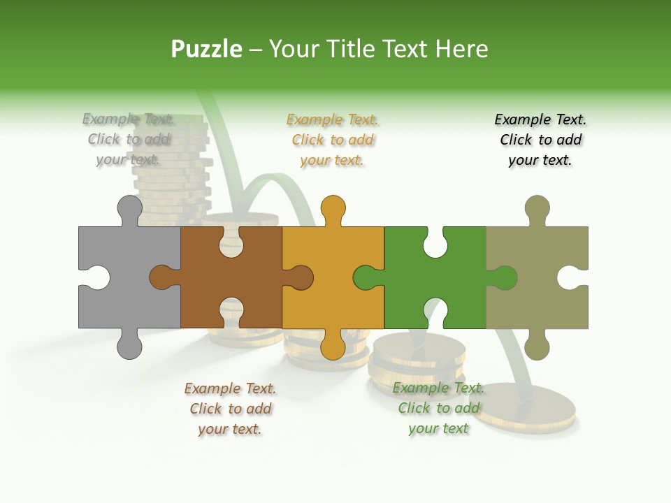 A Stack Of Gold Coins With A Green Arrow Going Up PowerPoint Template