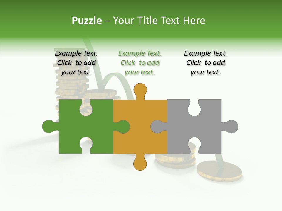 A Stack Of Gold Coins With A Green Arrow Going Up PowerPoint Template