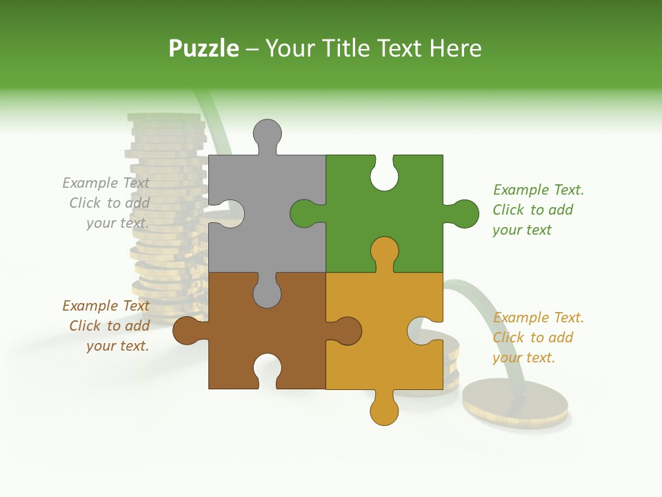 A Stack Of Gold Coins With A Green Arrow Going Up PowerPoint Template