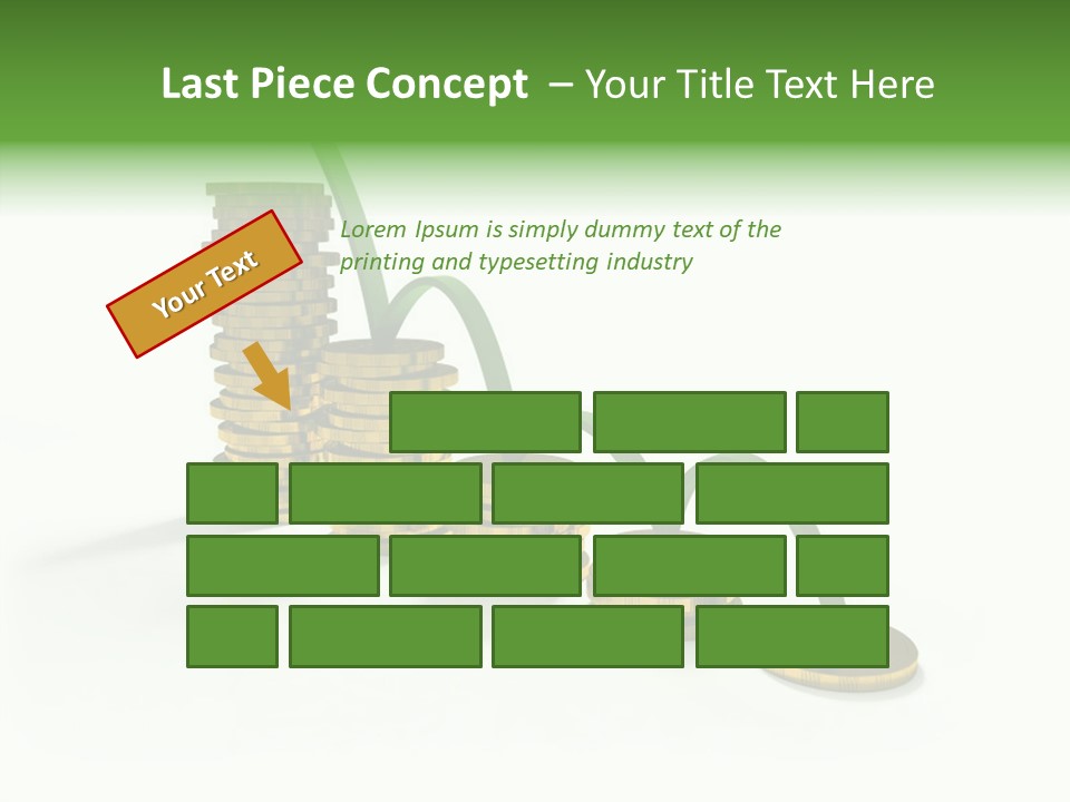A Stack Of Gold Coins With A Green Arrow Going Up PowerPoint Template