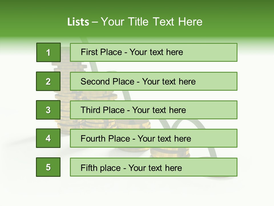 A Stack Of Gold Coins With A Green Arrow Going Up PowerPoint Template