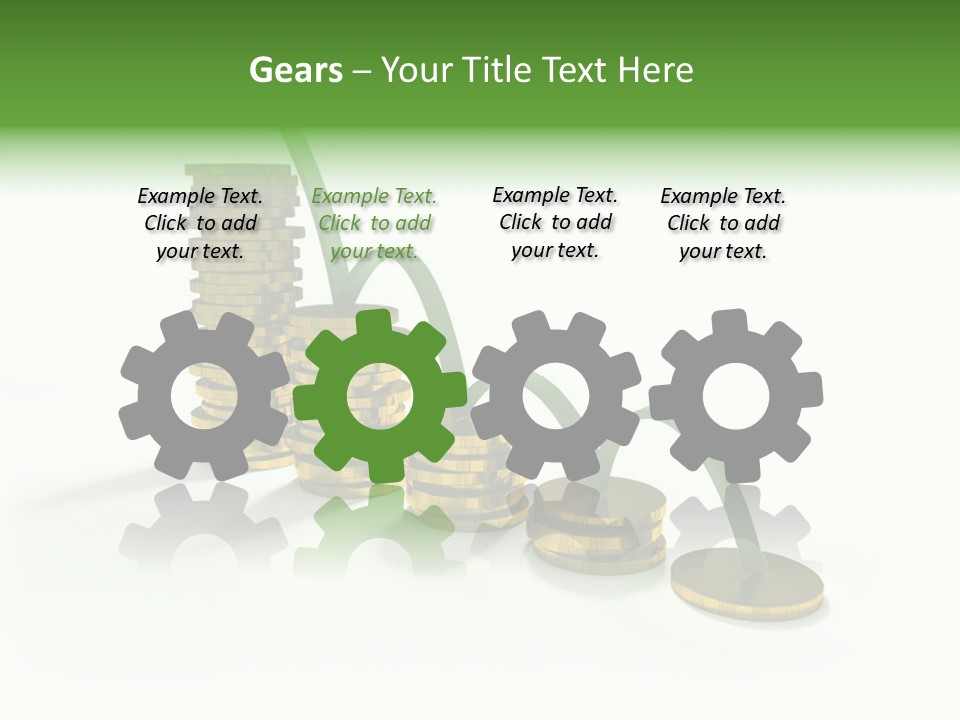 A Stack Of Gold Coins With A Green Arrow Going Up PowerPoint Template