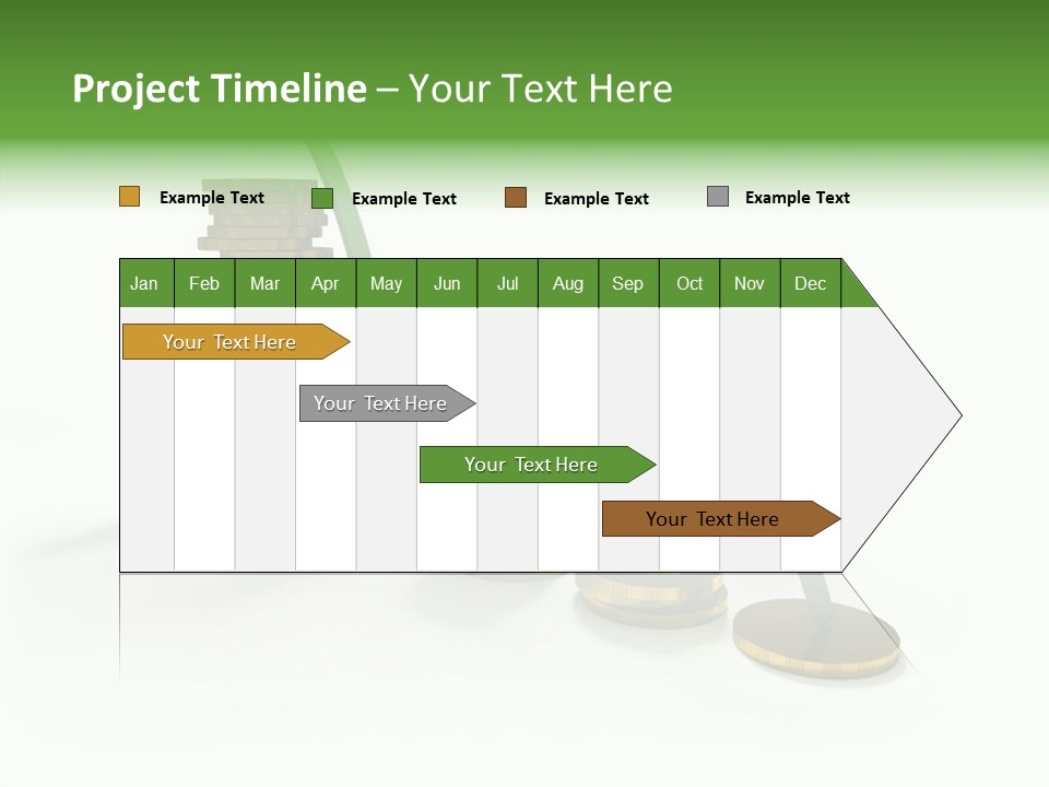 A Stack Of Gold Coins With A Green Arrow Going Up PowerPoint Template