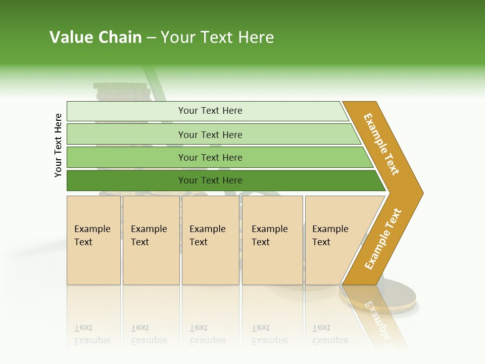 A Stack Of Gold Coins With A Green Arrow Going Up PowerPoint Template