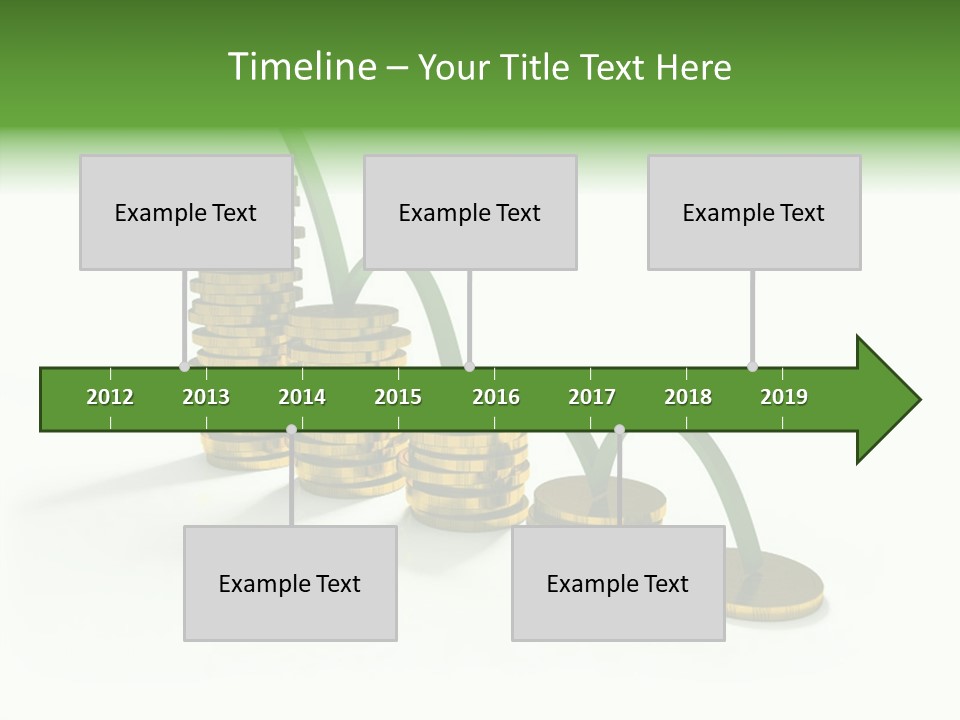 A Stack Of Gold Coins With A Green Arrow Going Up PowerPoint Template