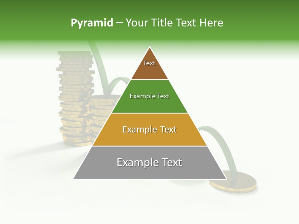 A Stack Of Gold Coins With A Green Arrow Going Up PowerPoint Template