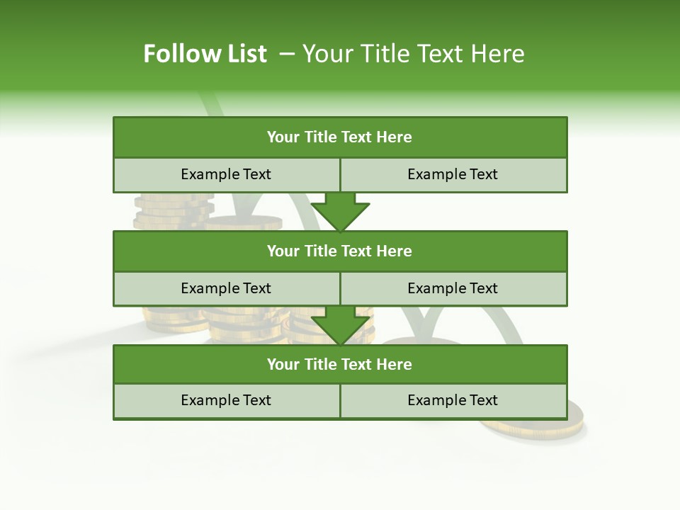 A Stack Of Gold Coins With A Green Arrow Going Up PowerPoint Template