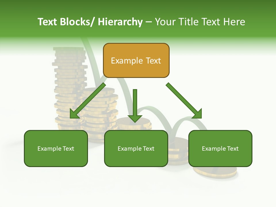 A Stack Of Gold Coins With A Green Arrow Going Up PowerPoint Template