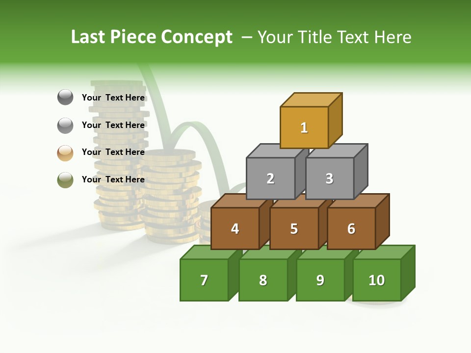 A Stack Of Gold Coins With A Green Arrow Going Up PowerPoint Template